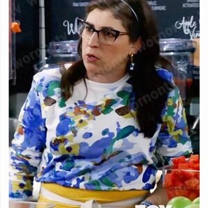 Anthropologie cropped long sleeve floral tee | Size Small